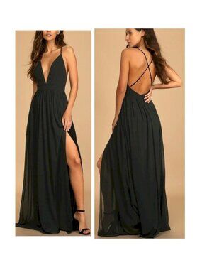 Lulus Ballroom Bliss Black Pleated Maxi Dress Size Large NWOT